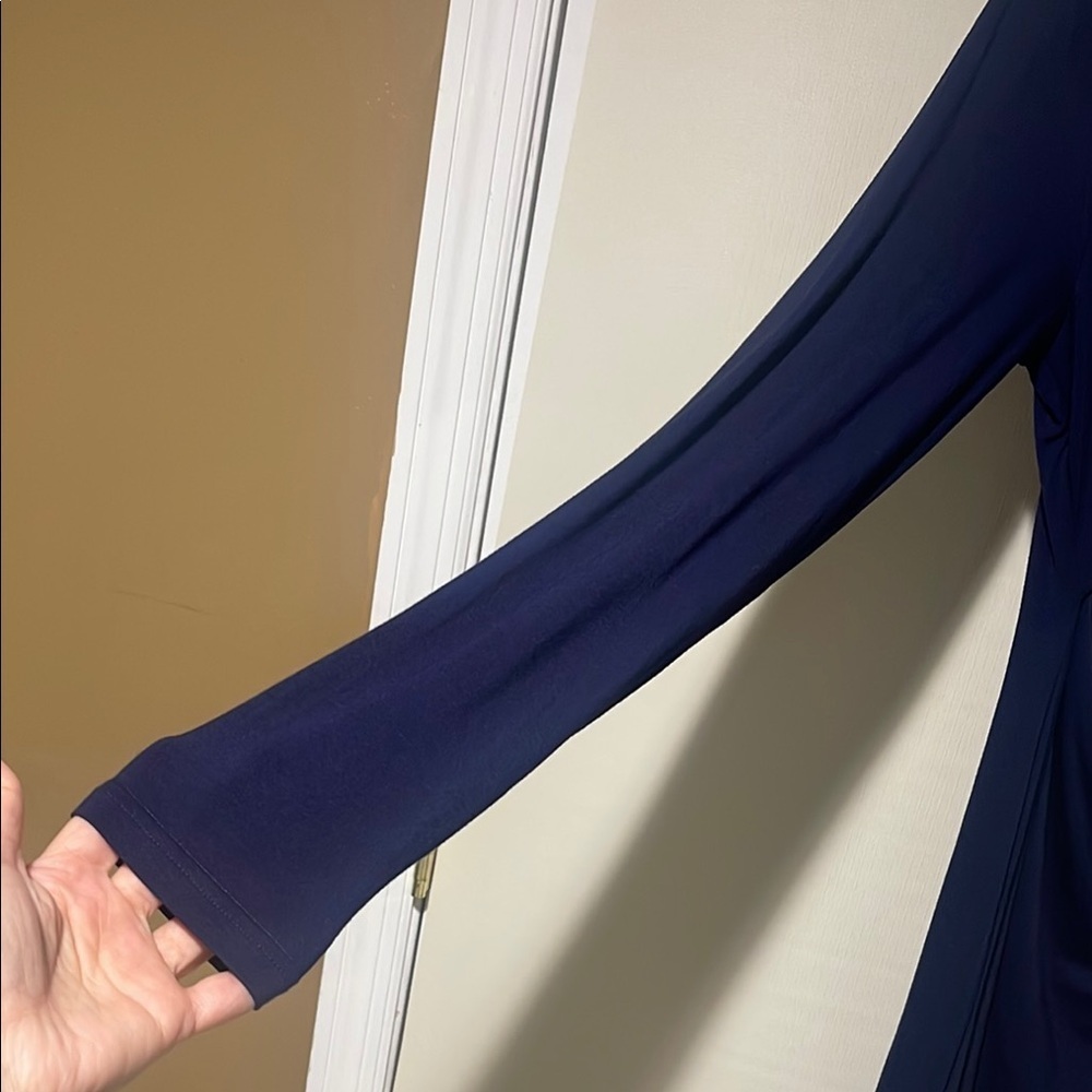 Lulus V Neck Twist Front Blue Midi Dress Size Medium - Picture 4 of 9
